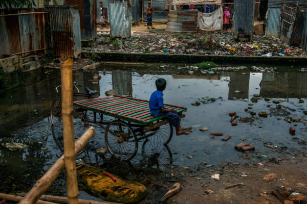 A view of slum in Dhaka that houses numerous factory workers from the Ashulia industrial district.