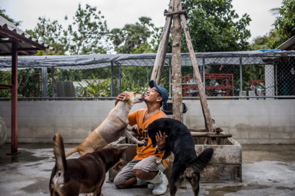 Win Zaw 37,  has worked at Soi Dog since 2016 and his job as a caretakers is to look after the dog’s well-being. He has an extreme passion for his job and every time he enters the shelter, the dogs shower him with love.