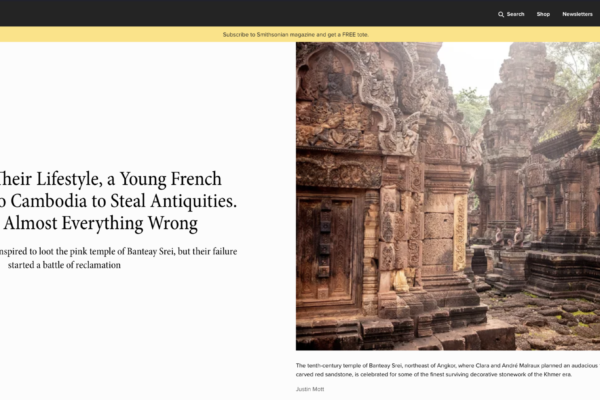 Tenth-century Banteay Srei temple ruins at Angkor, with intricately carved sandstone structures.